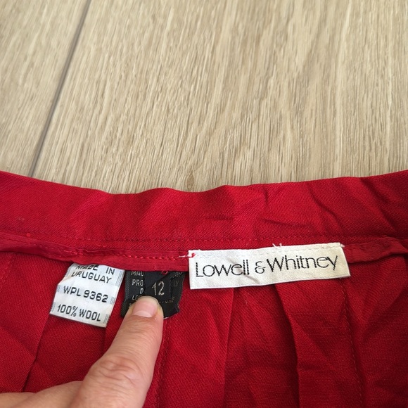 Vintage Lowell & Whitney Red Pleated Wool Skirt - Picture 6 of 9
